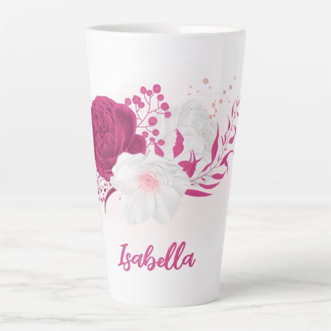fuchsia flowers botanical  latte mug (Front)