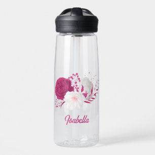 fuchsia flowers botanical water bottle