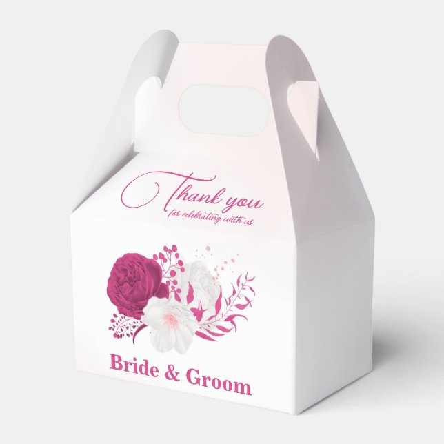 fuchsia flowers botanical wedding favour box (Front Side)