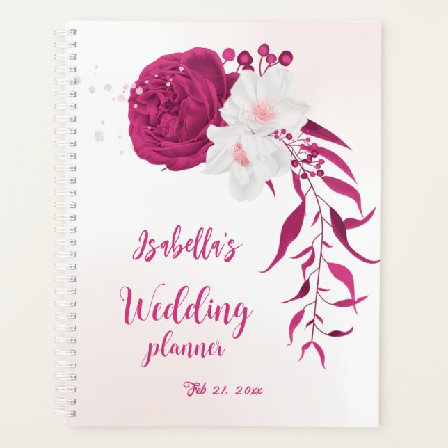 fuchsia flowers botanical wedding planner (Front)
