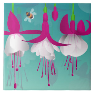 Fuchsia Flowers  Ceramic Tile