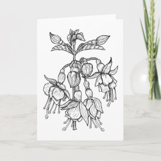 Fuchsia Flowers Colour It Yourself Card