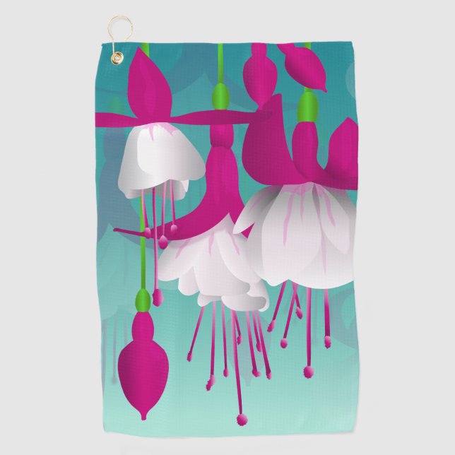 Fuchsia Flowers Golf Towel (Front)