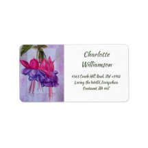Fuchsia Flowers in Watercolor Address