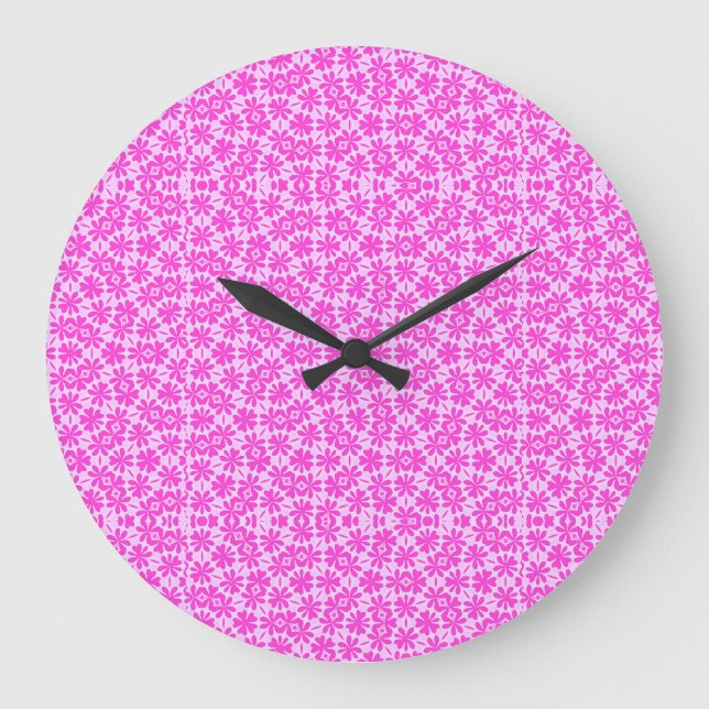 Fuchsia Flowers Large Clock (Front)