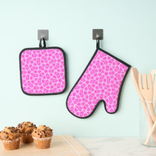 Fuchsia Flowers Oven Mitt & Pot Holder Set