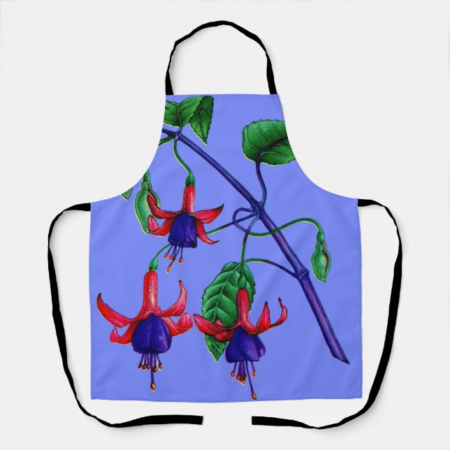 fuchsia flowers print apron (Front)
