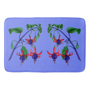 fuchsia flowers print bath mat