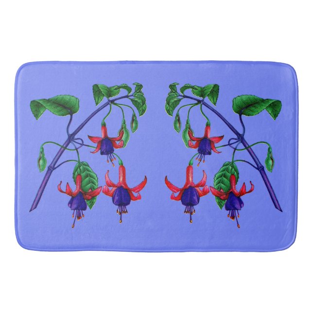 fuchsia flowers print bath mat (Front)