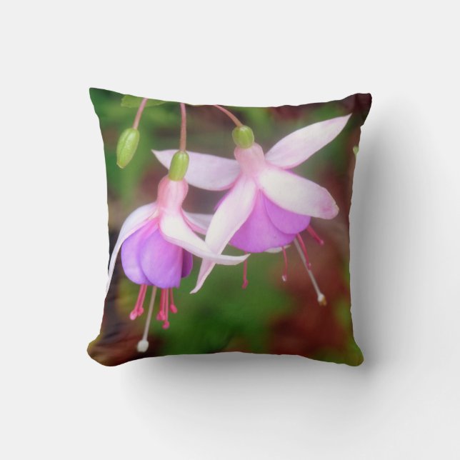 Fuchsia Flowers Throw Pillow (Front)