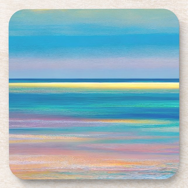 "Fuchsia Fusion" Abstract Seascape Coaster (Front)