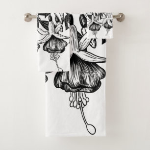 Fuchsia garden bath towel set