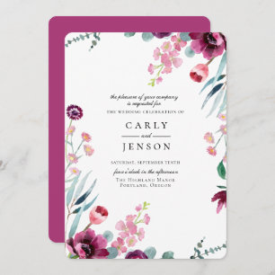 Fuchsia Garden Floral Wedding Invitation
