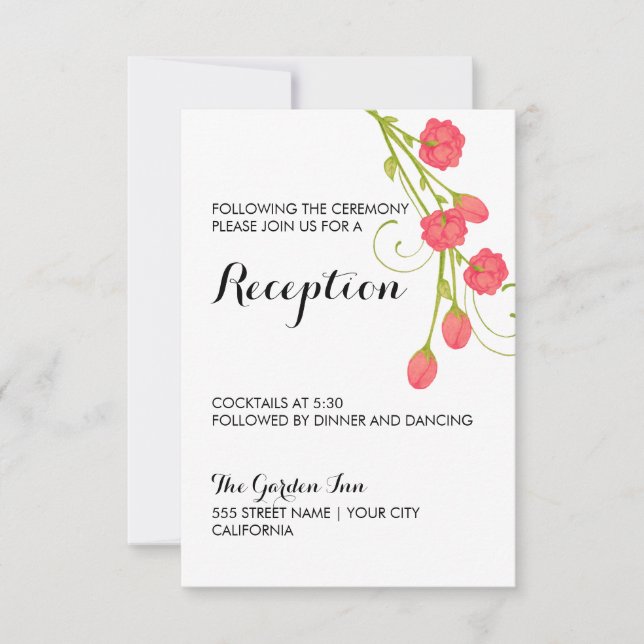 Fuchsia Garden Roses - Reception Card (Front)