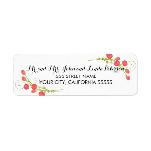 Fuchsia Garden Roses - Return Address Labels