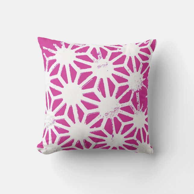 Fuchsia geometric pattern cushion (Front)