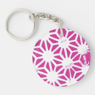 Fuchsia geometric pattern key ring