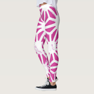 Fuchsia geometric pattern leggings