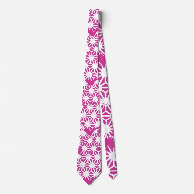 Fuchsia geometric pattern tie (Front)