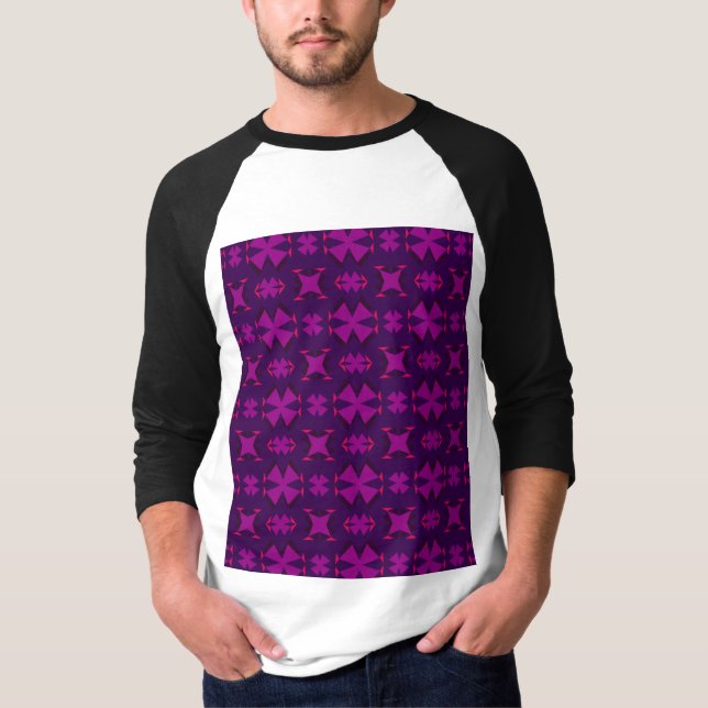 Fuchsia Geotech: A Vibrant Abstract Geometric Text T-Shirt (Front)