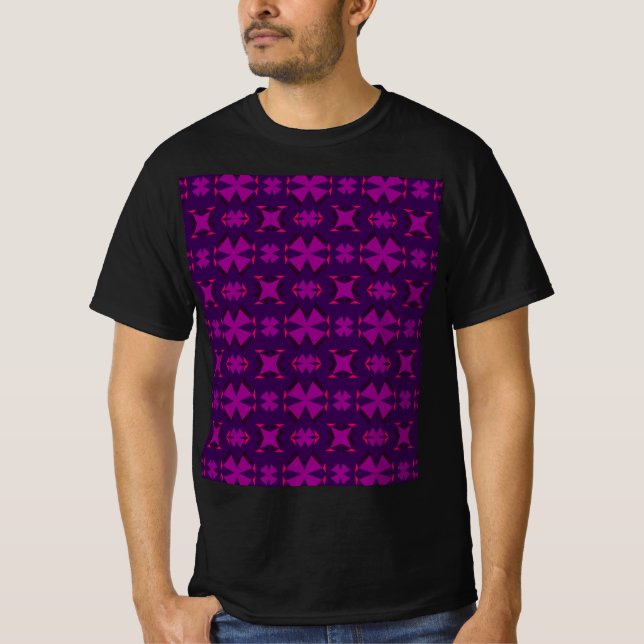 Fuchsia Geotech: A Vibrant Abstract Geometric Text T-Shirt (Front)