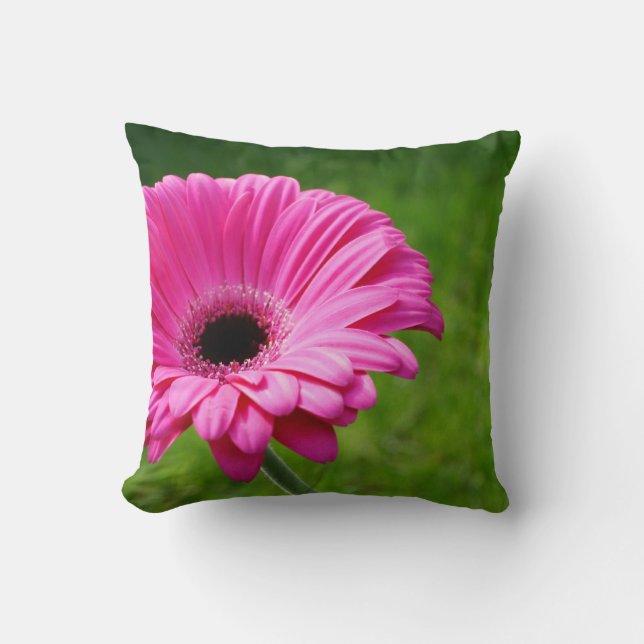 Fuchsia Gerbera Daisy Blooming Cushion (Front)