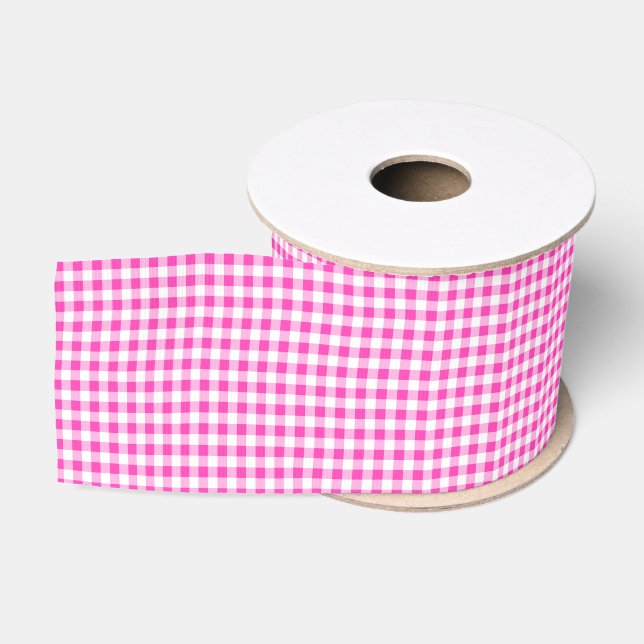 Fuchsia Gingham Grosgrain Ribbon (Spool)