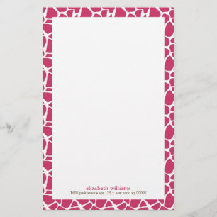 Fuchsia Giraffe Pattern Stationery