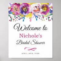 Fuchsia Gold Botanic Garden Bridal Shower Sign