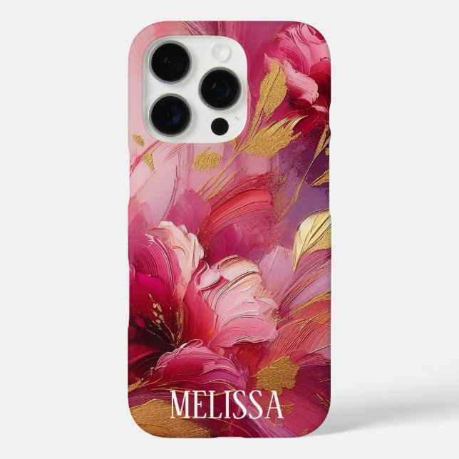 Fuchsia Gold Elegance in Acrylic With Name Case-Mate iPhone Case (Back)