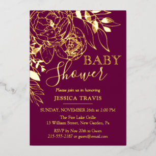Fuchsia & Gold Modern Floral Baby Shower