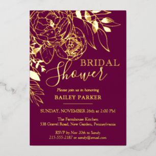 Fuchsia & Gold Modern Floral Peony Bridal Shower