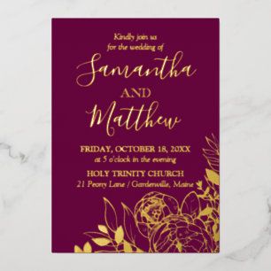Fuchsia & Gold Peony Modern Floral Wedding