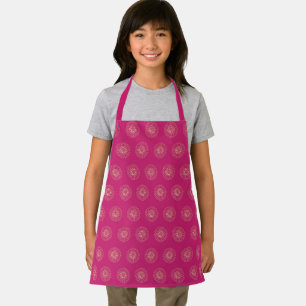 Fuchsia   Golden Zinnia Flower Medallions Kids Apron