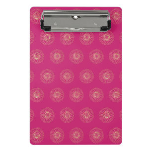Fuchsia   Golden Zinnia Flower Medallions Mini Clipboard