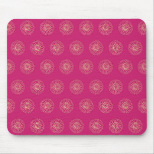 Fuchsia   Golden Zinnia Flower Medallions Mouse Pad