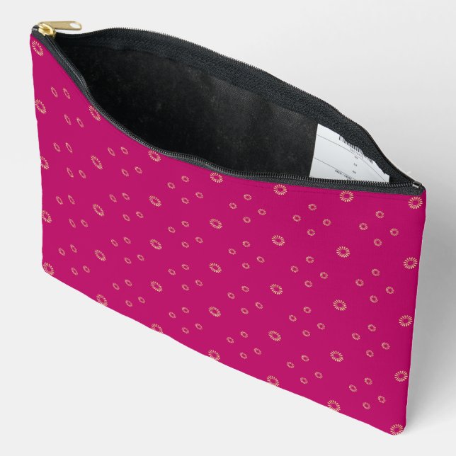 Fuchsia | Golden Zinnia Sun Accessory Pouch (Open)