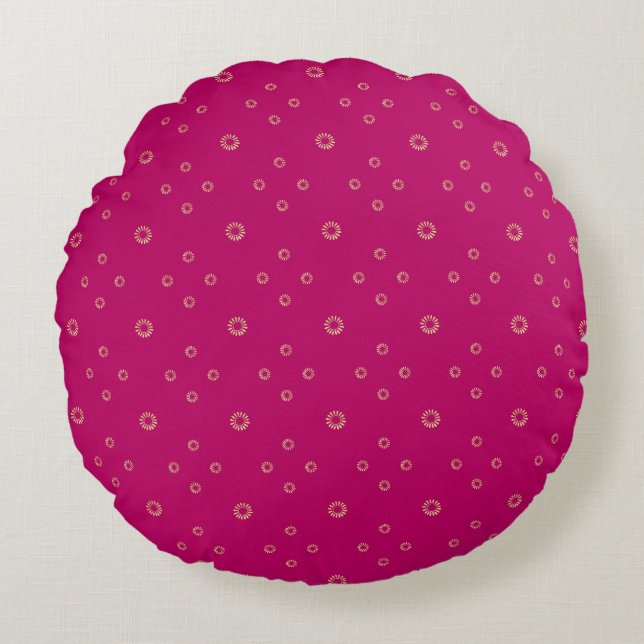 Fuchsia | Golden Zinnia Sun Round Cushion (Front)