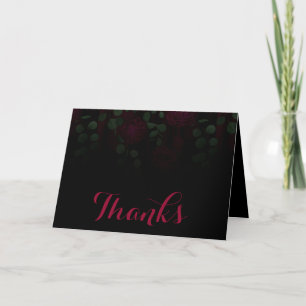 Fuchsia Gothic Floral Wedding Thank You Card