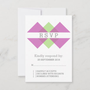 Fuchsia Green Geometric Triad RSVP Card