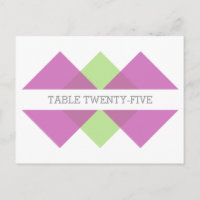Fuchsia Green Geometric Triad Table Postcard
