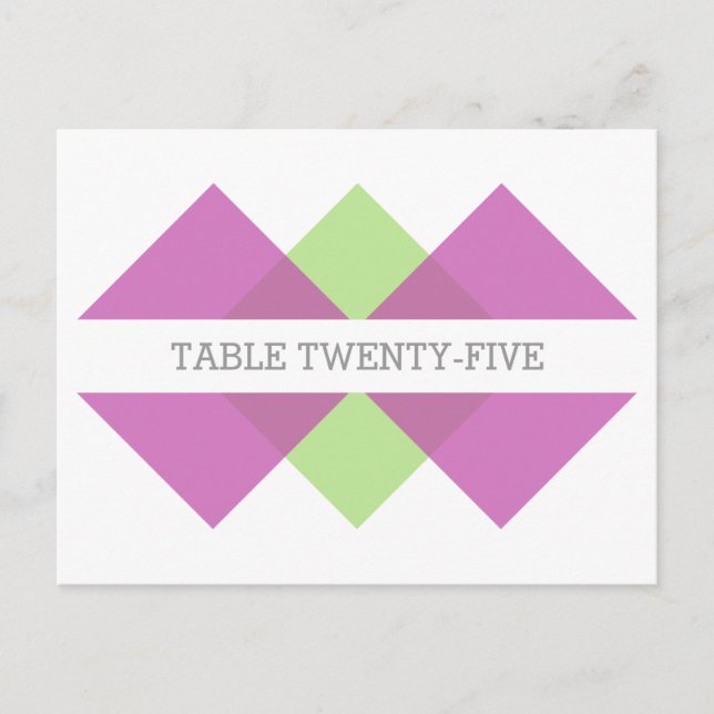 Fuchsia Green Geometric Triad Table Postcard (Front)
