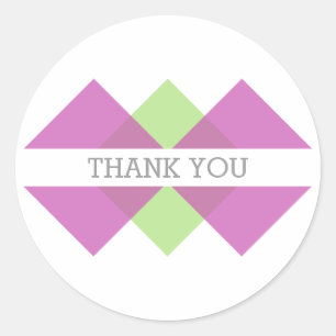 Fuchsia Green Geometric Triad Thank You Stickers