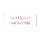 Fuchsia Hand-written Family Name & Return Address
