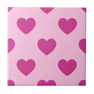Fuchsia Heart Pattern Preppy Pink y2k Aesthetic Ceramic Tile