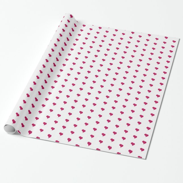 Fuchsia Hearts Wrapping Paper (Unrolled)
