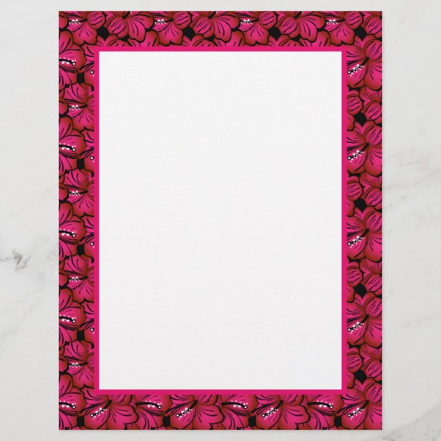 Fuchsia Hibiscus Border Stationery to Customise (Front)