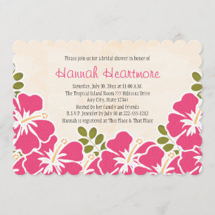 Fuchsia Hibiscus Hawaiian Themed Bridal Shower Invitation