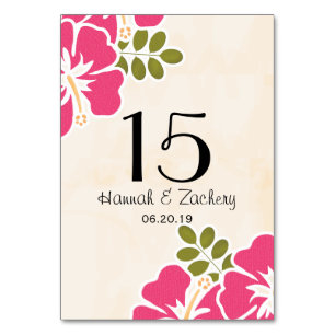 FUCHSIA HIBISCUS HAWAIIAN TROPICAL TABLE NUMBER