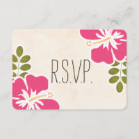FUCHSIA HIBISCUS HAWAIIAN WEDDING RESPONSE CARD